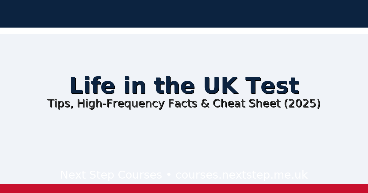Life in the UK Test Cheat Sheet