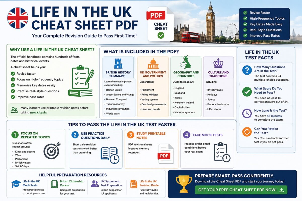 Life in the UK Cheat sheet PDF download